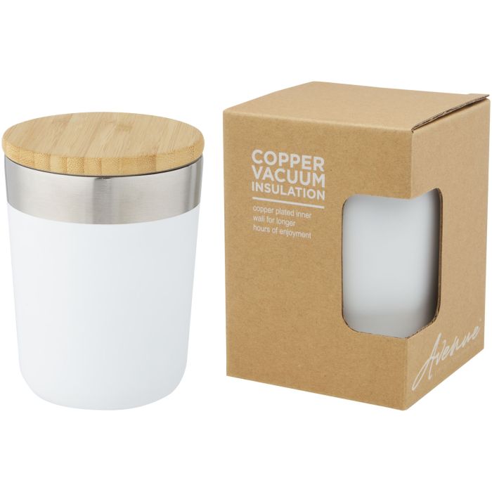 Lagan 330 ml copper vacuum insulated stainless steel tumbler with bamboo lid Lagan 330 ml copper vacuum insulated stainless steel tumbler with bamboo lid