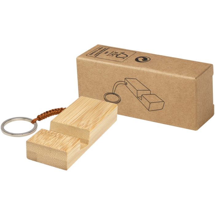 Bosona bamboo phone holder with keychain Bosona bamboo phone holder with keychain
