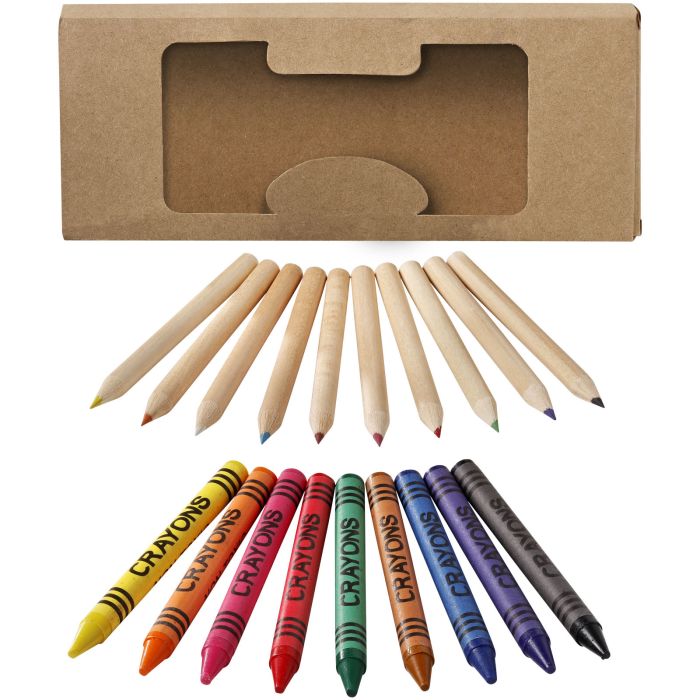 Lucky 19-piece coloured pencil and crayon set Lucky 19-piece coloured pencil and crayon set