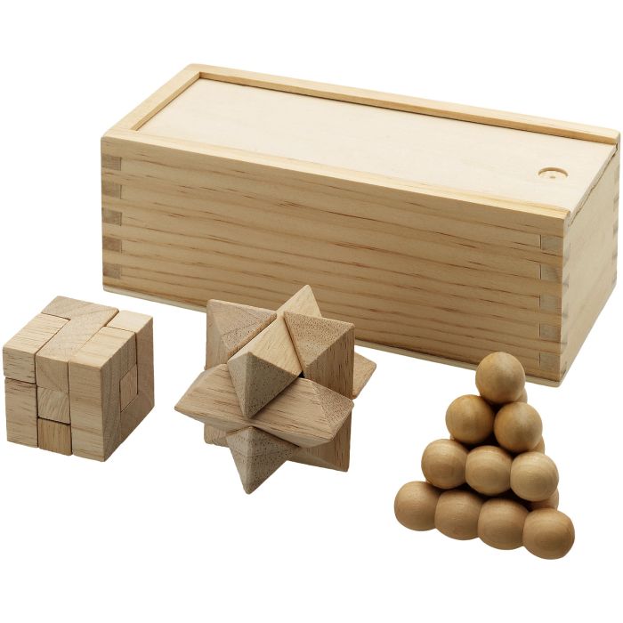 Brainiac 3-piece wooden brain teaser set Brainiac 3-piece wooden brain teaser set