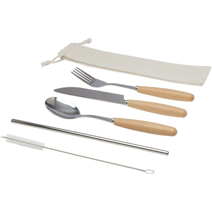 Root 5-piece stainless steel and beech wood cutlery set Root 5-piece stainless steel and beech wood cutlery set