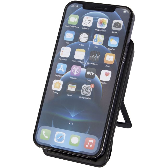 Loop 10W recycled plastic wireless charging pad with phone stand Loop 10W recycled plastic wireless charging pad with phone stand