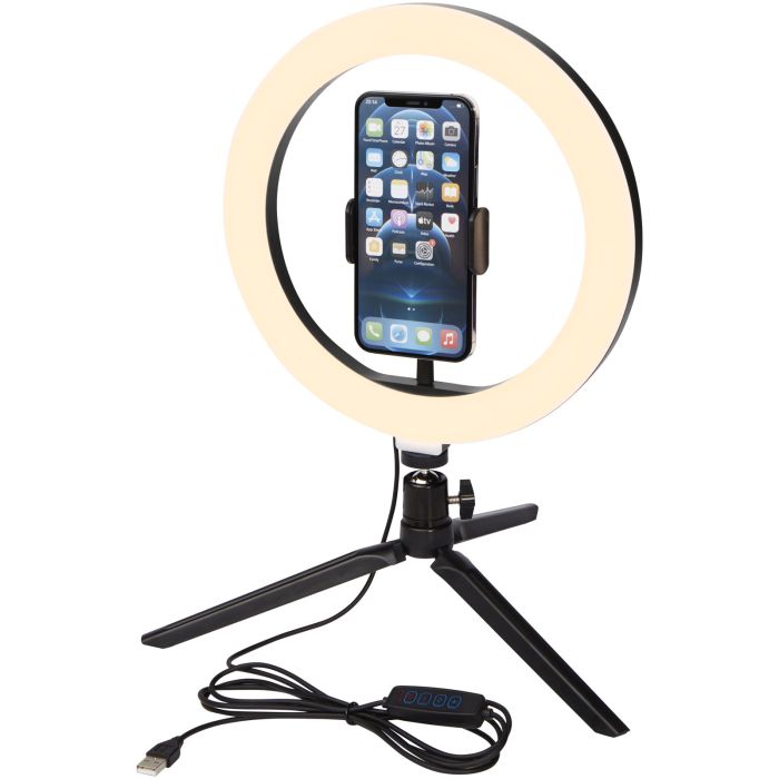 Studio ring light for selfies and vlogging with phone holder and tripod Studio ring light for selfies and vlogging with phone holder and tripod