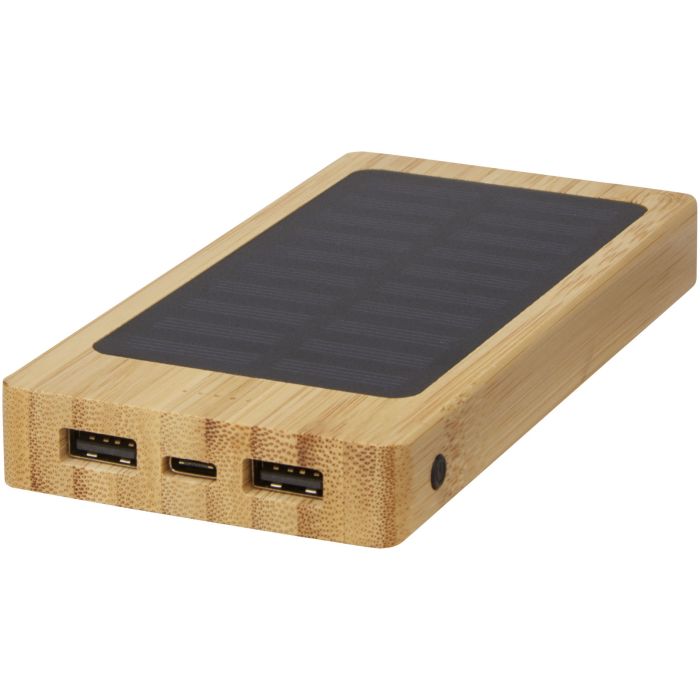 Alata 8000 mAh bamboo solar power bank Alata 8000 mAh bamboo solar power bank