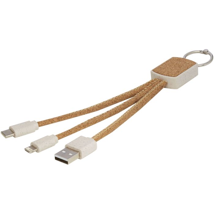 Bates wheat straw and cork 3-in-1 charging cable Bates wheat straw and cork 3-in-1 charging cable
