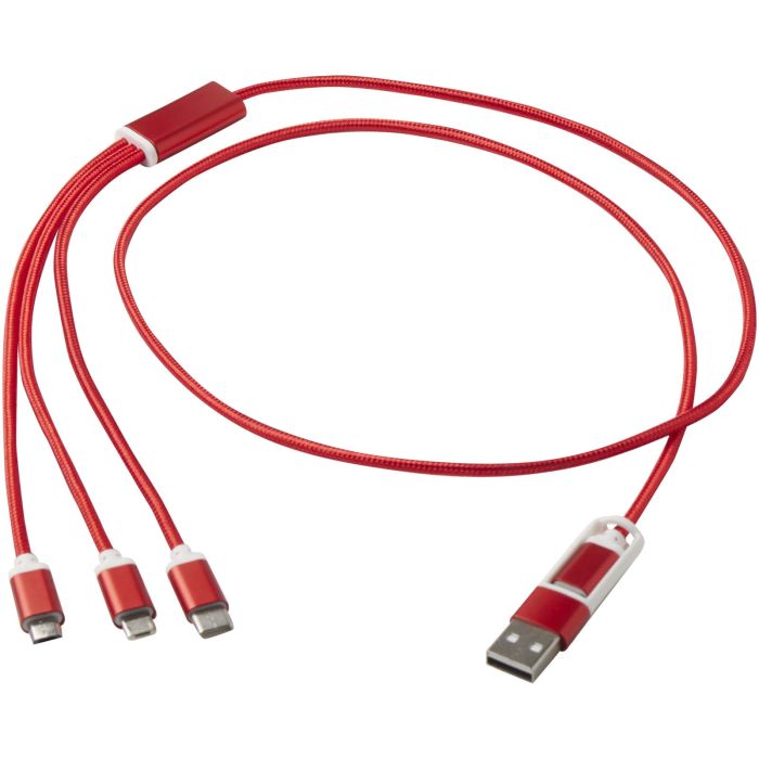 Versatile 5-1 recycled aluminium charging cable Versatile 5-1 recycled aluminium charging cable