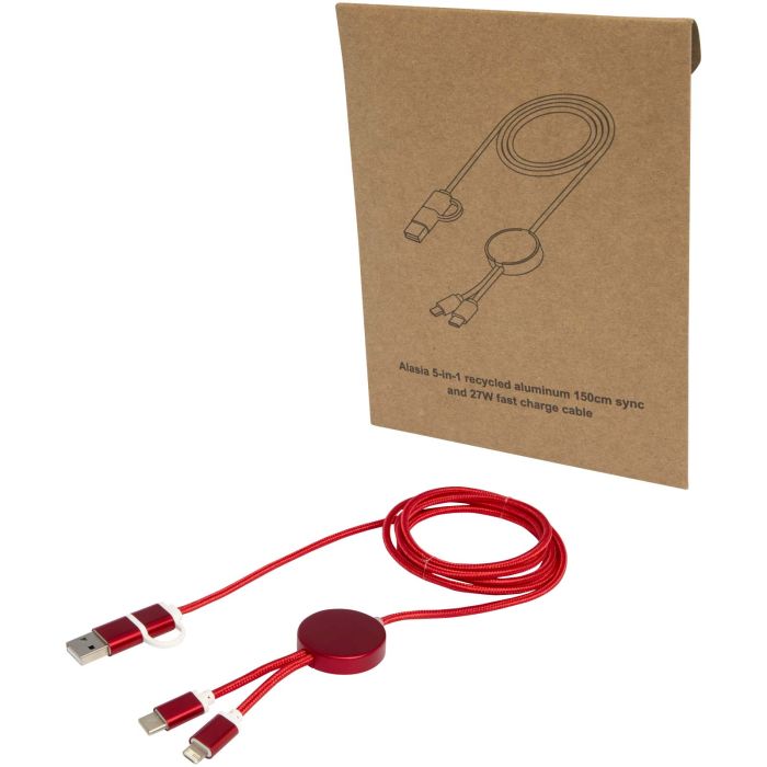 Alasia 5-in-1 recycled aluminium and plastic 150 cm data sync and 27W fast charge cable Alasia 5-in-1 recycled aluminium and plastic 150 cm data sync and 27W fast charge cable