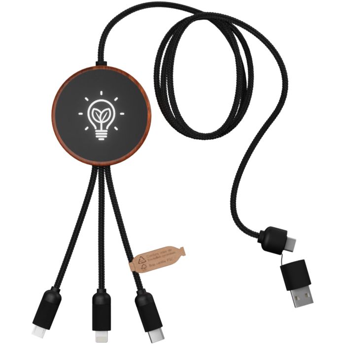 SCX.design C40 5-in-1 rPET light-up logo charging cable and 10W charging pad SCX.design C40 5-in-1 rPET light-up logo charging cable and 10W charging pad