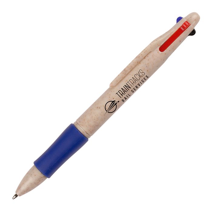 Wheat Quad 4 Colour Ball Pen-BLUE Wheat Quad 4 Colour Ball Pen-BLUE